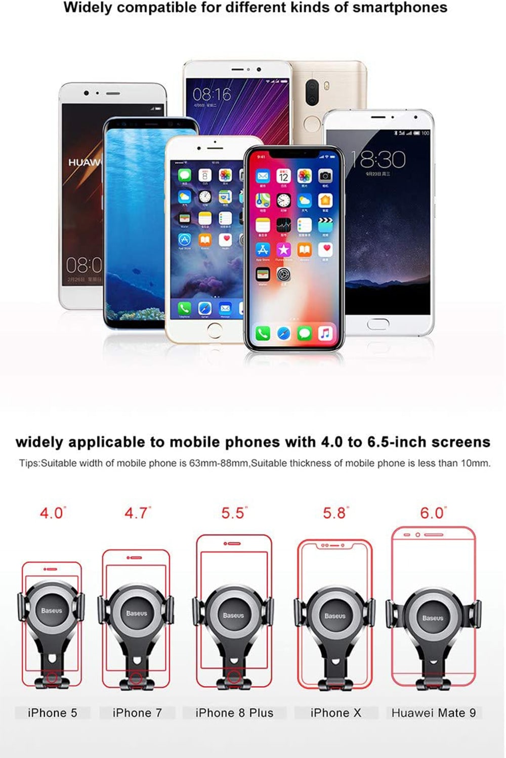 مشخصات، قیمت و خرید هولدر موبایل باسئوس XP01 سایز گوشی های پشتیبانی شده
