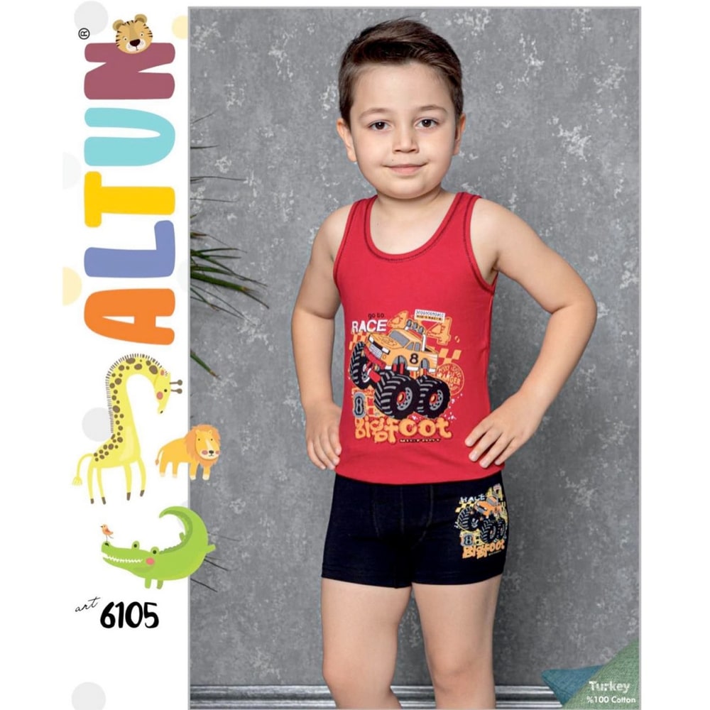 رکابی و شورت ست بچگانه پسرانه آلتون کد 6105 تک رنگ Altun Tank Top, Short, Set For Children's, Code 6105